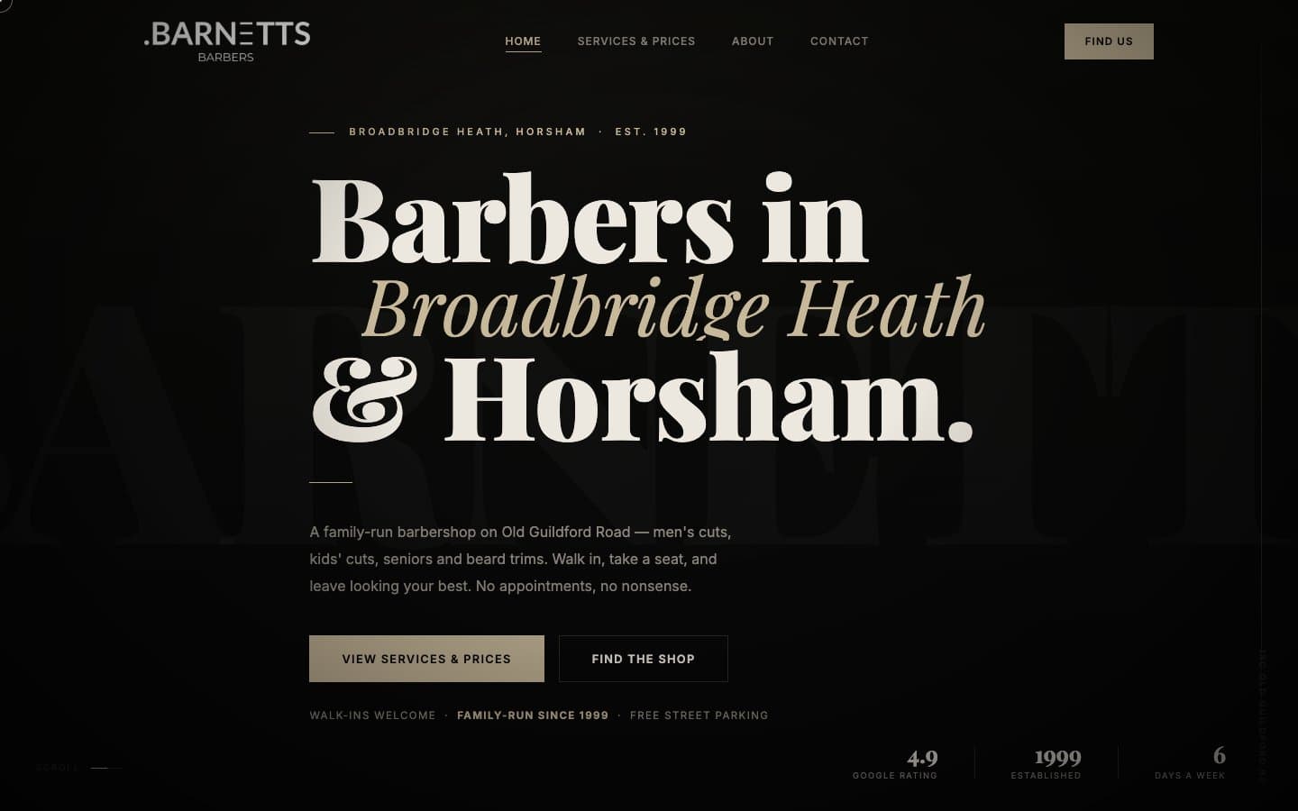 Barnett's Barbers homepage
